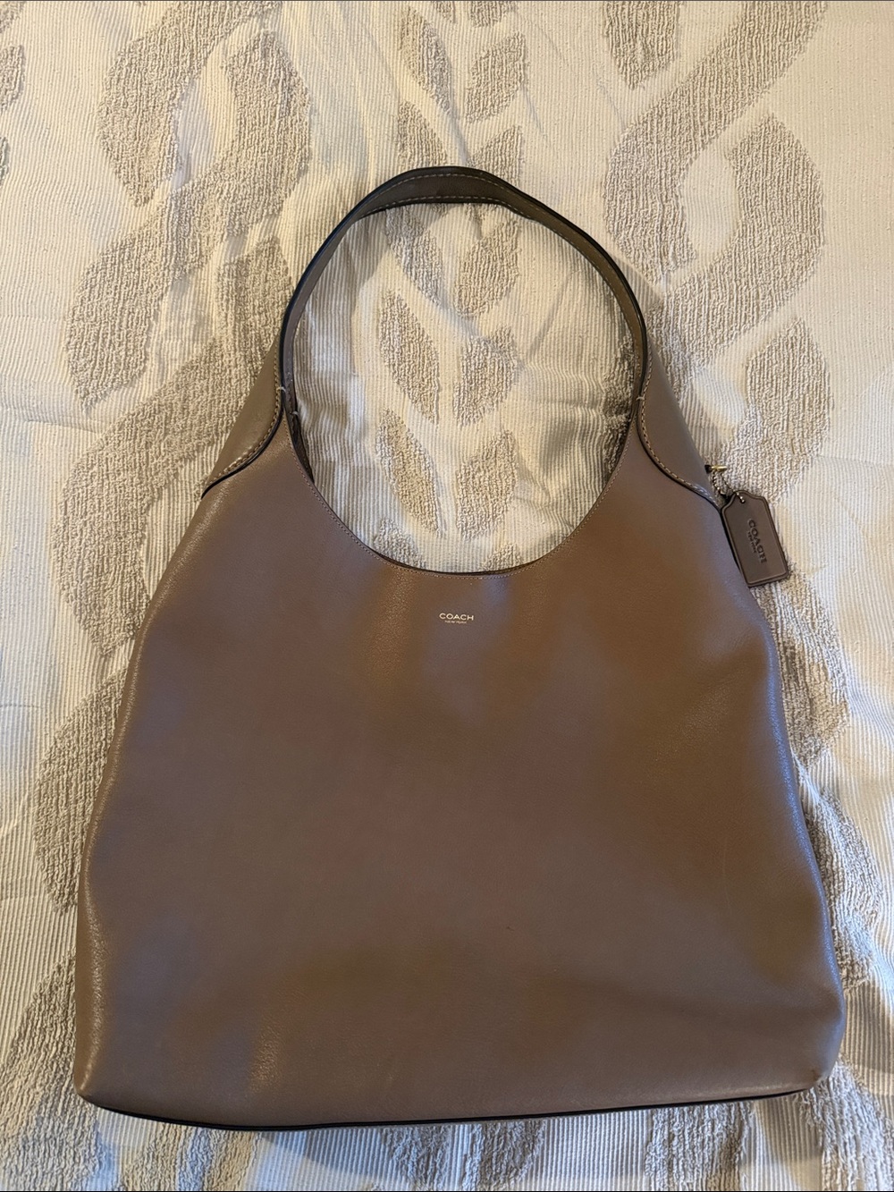 COACH Taupe Brown Leather Shoulder Bag